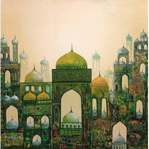 Javed Qamar, 18 x 18 inch, Acrylic On Canvas, Cityscape Painting, AC-JQ-272